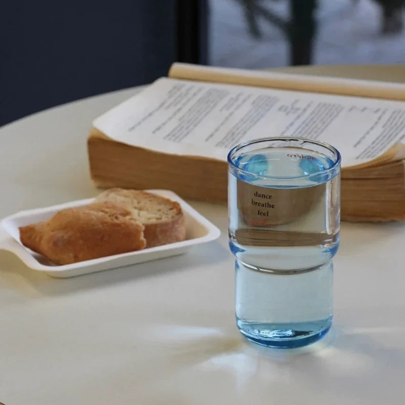 YOUMIKA  -  Original Design Transparent and Heat-resistant Glass Cup with A Blue Texture Shot Glass