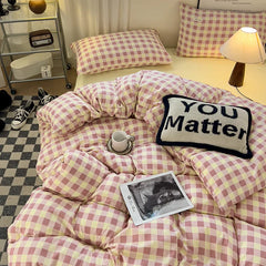 YOUMIKA  -  Bed Sheets Set Plaid Style Duvet Cover Pillowcase with Bedsheet Soft Bedding Set Home Bedclothes постельное белье