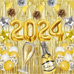 YOUMIKA   -  Happy New Year Decorations 2024 New Year Balloon Arch Garland Kit for Christmas Decoration Theme New Years Eve Party Supplies