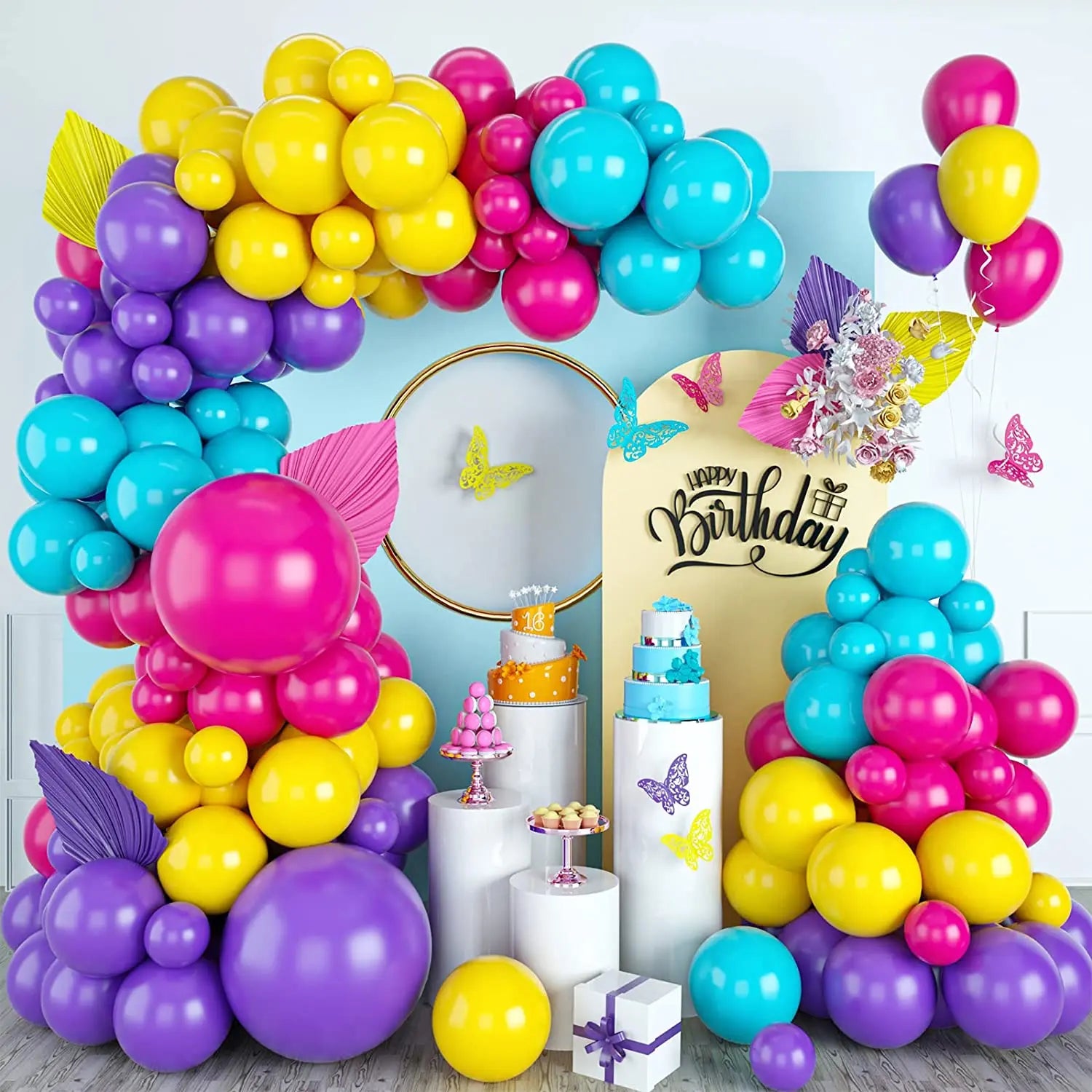 YOUMIKA  -  Party Decoration Balloons Garland Kit Rainbow Balloons for Baby Shower Girls Birthday Weeding Anniversary Party Supplies