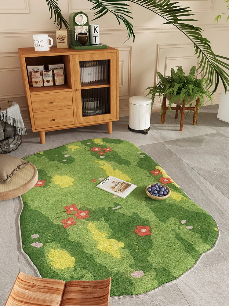 YOUMIKA  -  Light Luxury Carpets for Living Room Home Irregular Plush Floor Mat Plant Pattern Bedroom Decor Carpet Fluffy Soft Cloakroom Rug