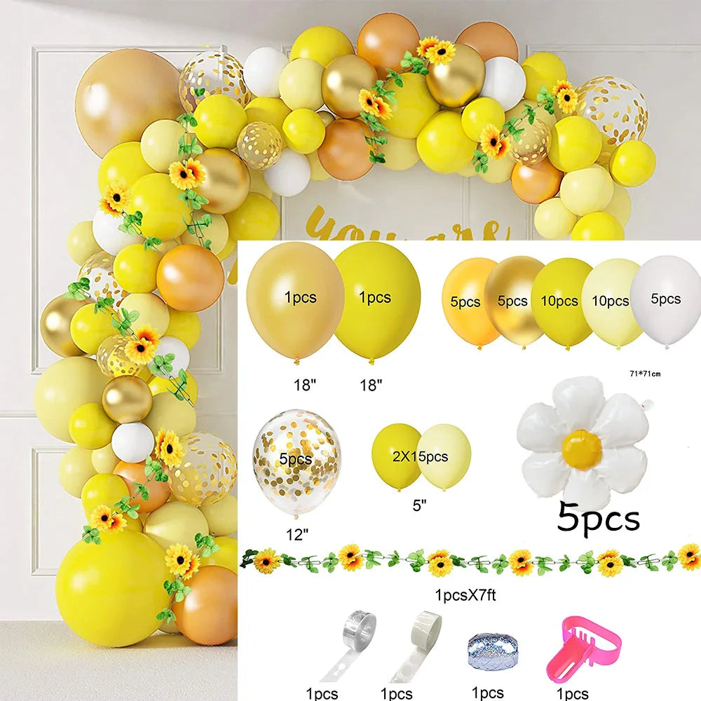 YOUMIKA  -  Sunflower Baby Shower Decorations Sunflower Balloons Garland Arch Kit Yellow balloons Garland Vine for Sunflower Party DIY Decor