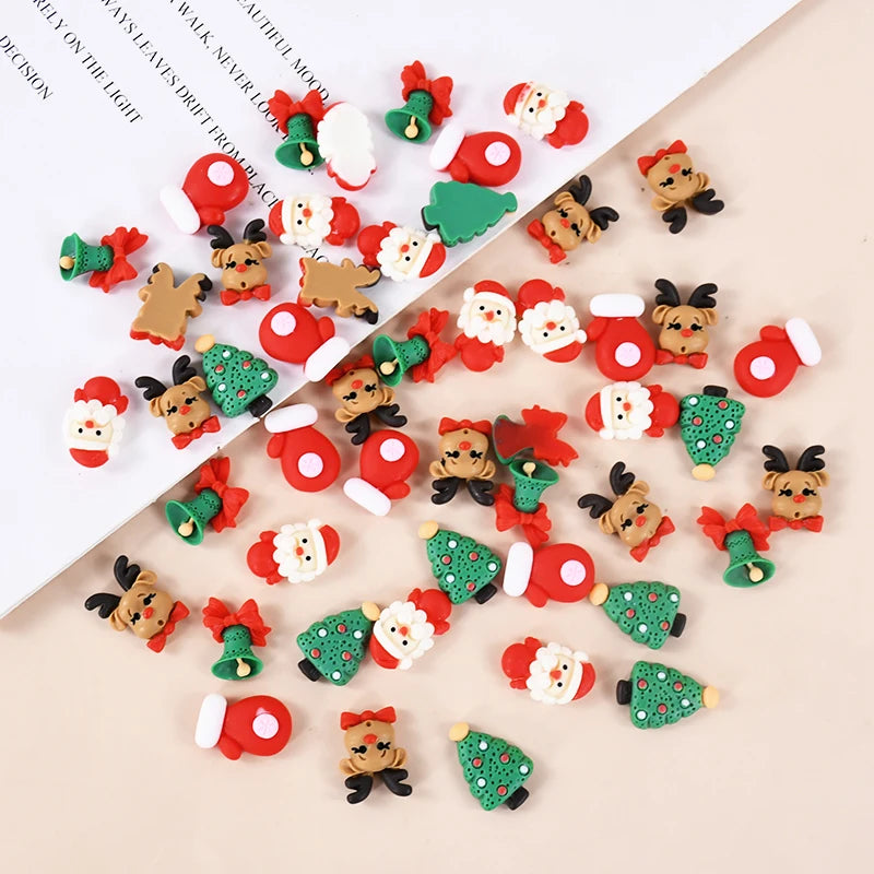 YOUMIKA  -  10/20pcs Mixed Christmas Resin Crafts Ornament Mini Santa Claus Xmas Tree Figurine DIY Decorations New Year Gifts Party Supplies