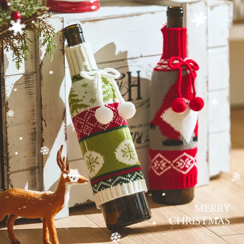 YOUMIKA  -  Christmas Tree Home Creative Christmas Decorations Props Santa Claus Wine Bottle Bags Small Accessories