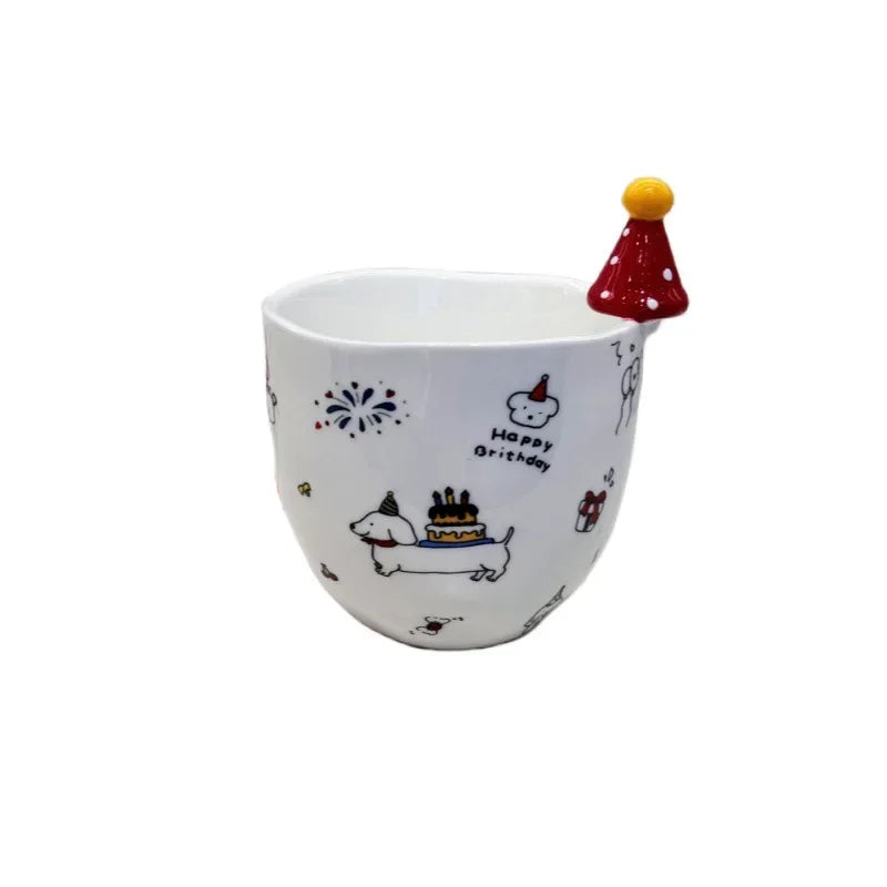 YOUMIKA  -  Hat Cup Cartoon Ceramic Cup Cute Mug Birthday Gift Couple Creative Water Cup Coffee Mug Free Shipping