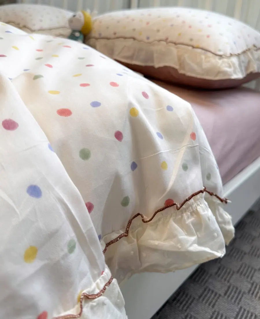 YOUMIKA  -  Fashion colorful polka dot bedding set single double,twin full queen cute cotton home textile bed sheet pillow case quilt cover