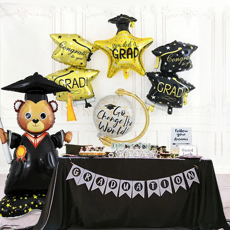 YOUMIKA  -  Graduation Party 4D Standing Balloons Bachelor Cap Bear Owl Foil Balloon Grad Congratulation We Did It Decoration Kids Gift Toy