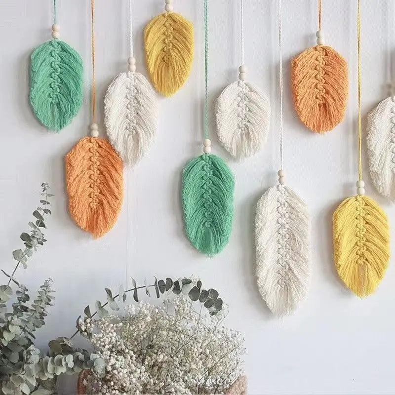 YOUMIKA  -  Macrame Wall Hanging Decor, Boho Woven Tapestry, Bohemian Colorful Leaf Macrame, Macrame Macrame Tassel Art, Bedroom Home