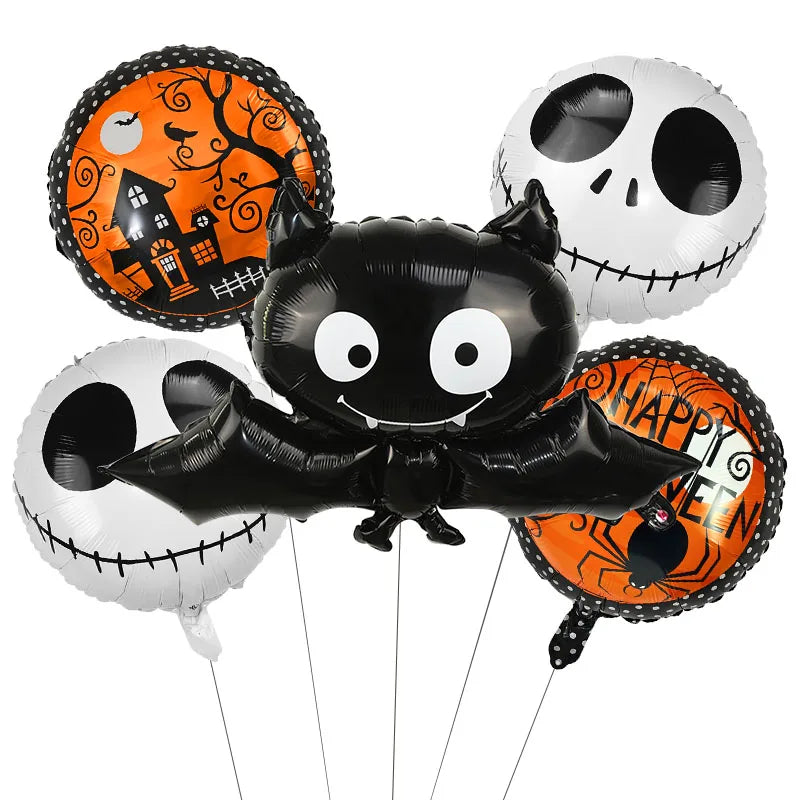 YOUMIKA  -  Halloween Party Pumpkin Bat Foil Balloons Skeleton Spider Inflatable Air Globos Kids Toy Halloween Decoration for Home Outdoor