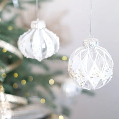 YOUMIKA  -  8CM White Transparent Hand-painted Christmas Ball Christmas Tree Decoration Pendant Nordic Style Pattern Ball