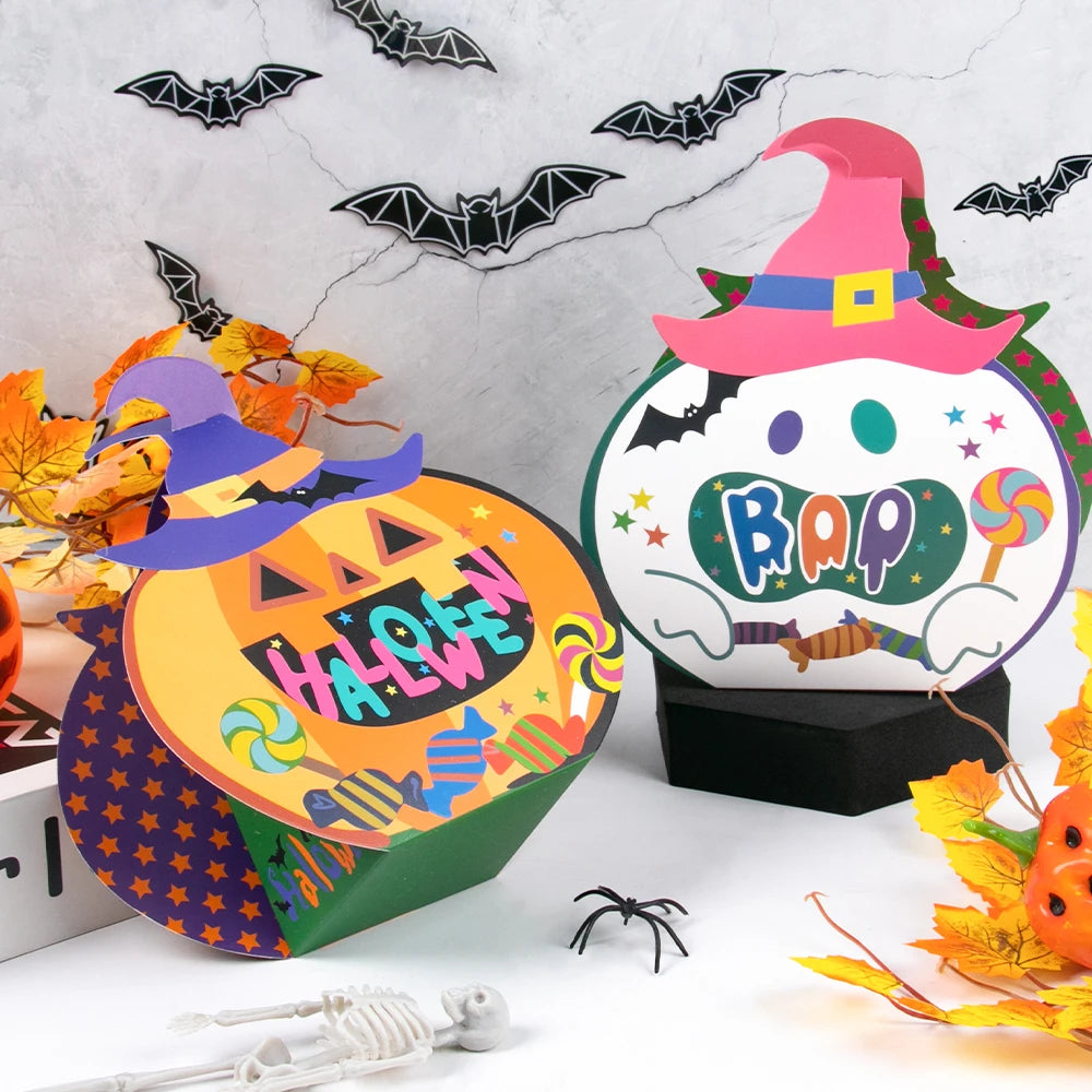 YOUMIKA  -  6/12pcs Halloween Funny Pumpkin Shaped Gift Boxes Candy Cookies Box for Halloween Party Trick Or Treat Candy Packaging Supplies