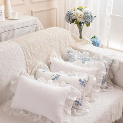 YOUMIKA  -  Cotton Ruffled Edge Cushion Cover Soft Pillow Cover Decorative Throw Pillow Cover For Couch Sofa Bed Pillowcase