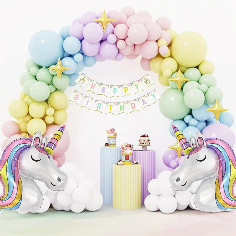 YOUMIKA  -  Pastel Unicorn Macaron Balloons Garland Arch Kit Baby Shower Bridal Party Supplies Party Photo Booth Background Decorations