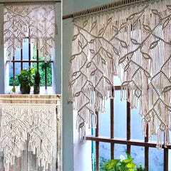 YOUMIKA  -  Macrame Curtain Boho Woven Wall Hanging Window Curtains Handmade Bohemian Decor for Doorway Closet Bedroom Living Room Apartment