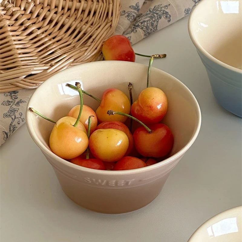 YOUMIKA  -  Gradual Color Modern Ceramic Bowl Lovely Household Underglaze Color Rice Bowl Fruit Dim Sum Bowl