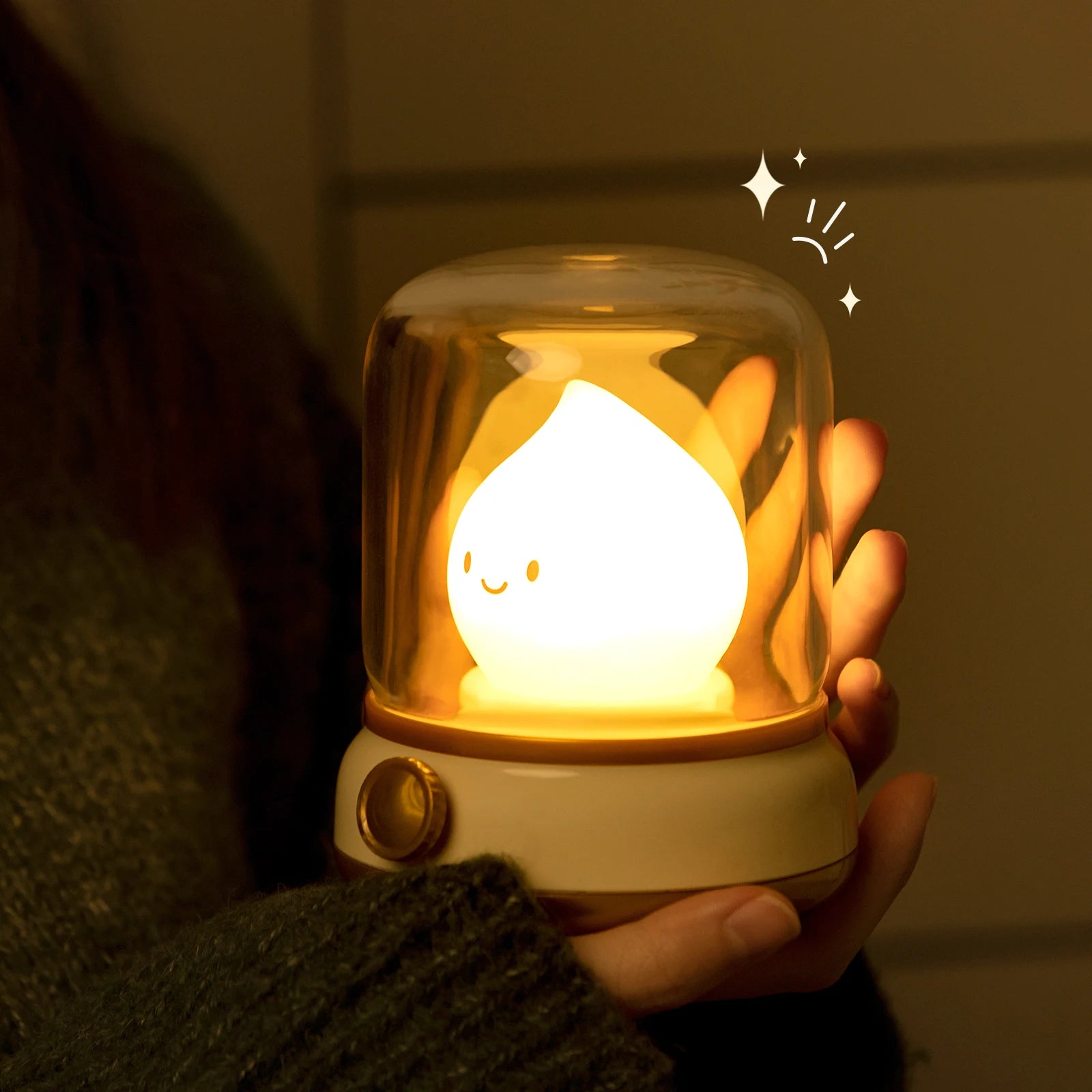 YOUMIKA  -  Candle Night Light Cute Kerosene Lamp Desktop LED Decorative Light USB Rechargeable Night Light Bedroom Creative Children's Gift