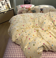 YOUMIKA  -  Cute sweet colorful doughnut polka dot bedding set 1.2 1.5 1.8,twin full queen home textile bed sheet pillow case duvet cover