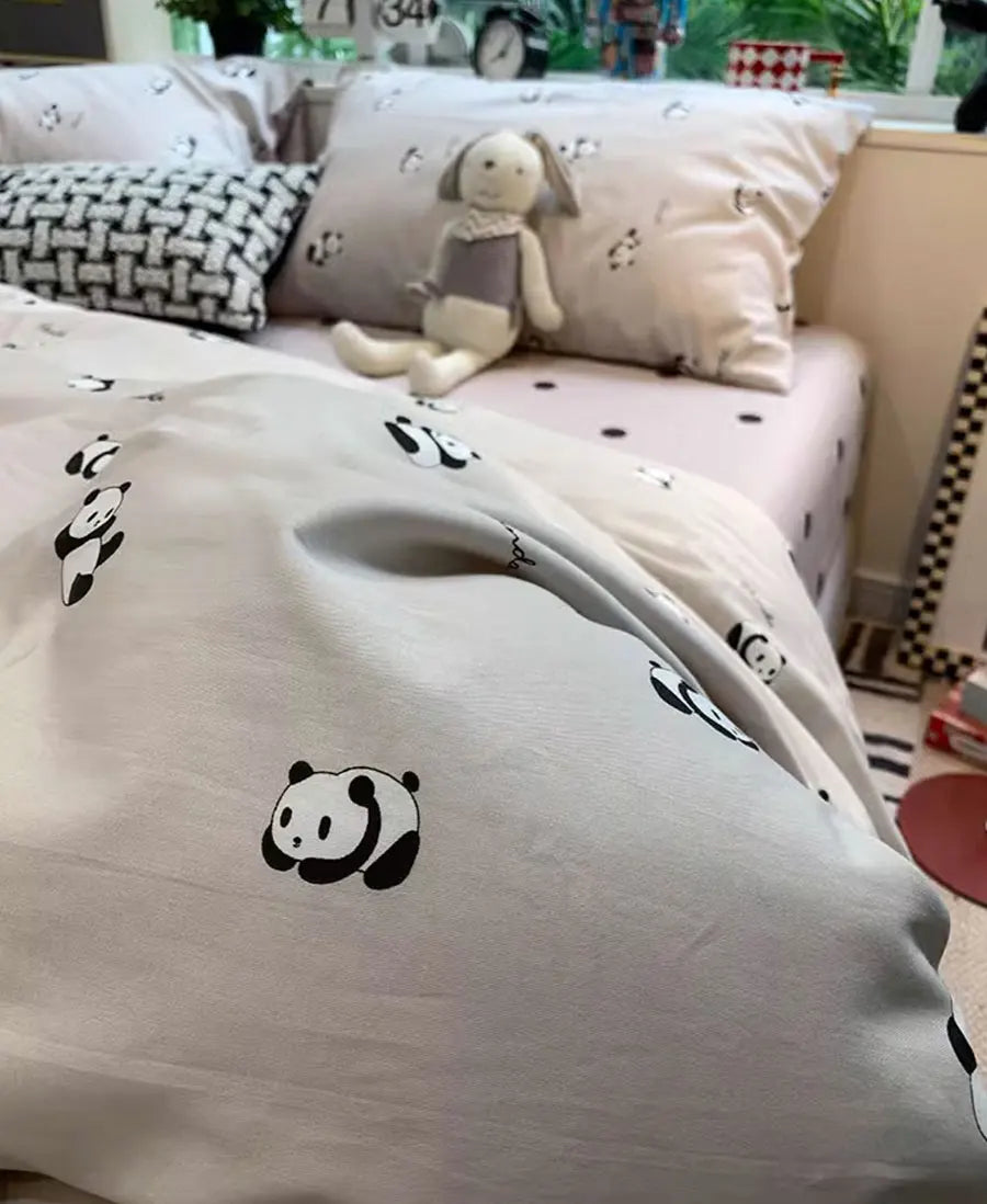 YOUMIKA  -  Fashion cute cartoon panda bedding set kid teen,twin full queen king lovely cotton home textile bed sheet pillowcase duvet cover