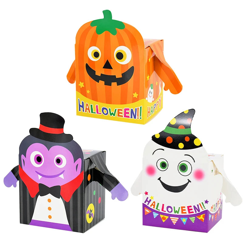 YOUMIKA  -  3/6Pcs Halloween Ghost Pumpkin Candy Box Paper Gift Cookie Packaging Box Trick Or Treat Kids Gift Halloween Party Decor Supplies