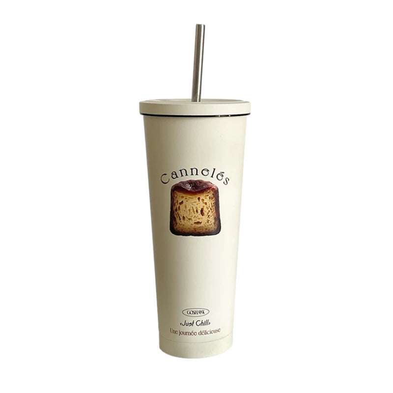 YOUMIKA  -  Insulated Cup with Large Capacity Simple Design Straw Cup Portable Office 304 Stainless Steel Water Cup