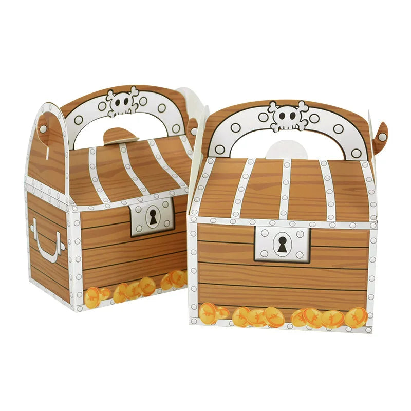 YOUMIKA  -  5Pcs Pirate Treasure Chest Candy Gift Box Bag for Halloween Kids Birthday Party Cookie Dessert Packing Christmas Decorations