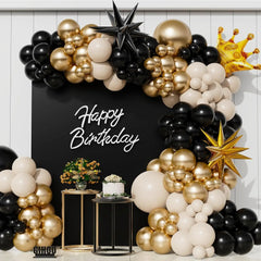 YOUMIKA  -  Beautiful Black and Gold Boho Balloon Arch Kit for Baby Shower  Birthday Anniversary Graduation New Years Party Decorations