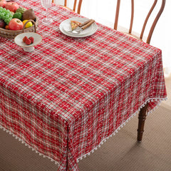 YOUMIKA  -  Christmas Tablecloth Green Plaid Snowflake Cotton Linen Rectangular Table Cover New Year Gifts Dining living room Table Decor