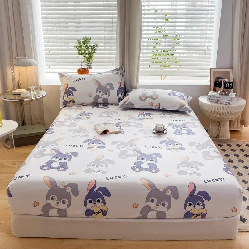 YOUMIKA  -  100% Cotton Fitted Sheet постельное белье Cartoon Bed Sheet for Double Bed Cotton Bed Linen(Pillowcase need order)