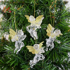 YOUMIKA  -  Christmas Angel Ornaments With Gold Christmas Tree Hanging Pendants Decorations Christmas Tree Angel Charm with Clear Gold Wings