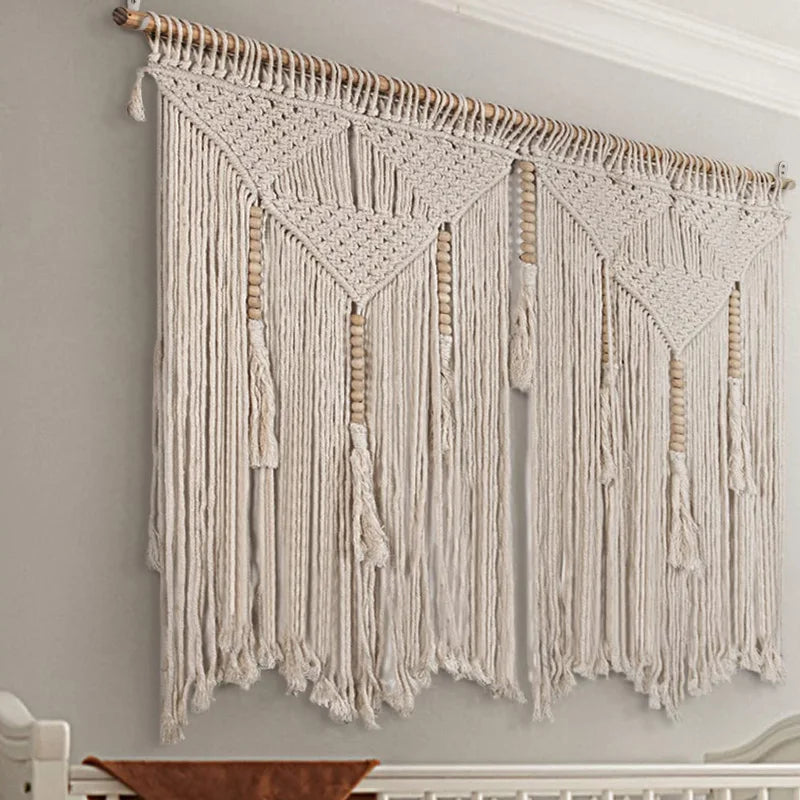 YOUMIKA  -  Large Macrame Wall Hanging, Boho Tapestry, Woven Wall Decor, Cotton Tassels Curtain, Bohemian for Home, Living Room, Bedroom,