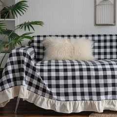 YOUMIKA  -  Black White Cotton Sofa Cover Blanket Sofa Towel for Living Room Furniture Decor Tapestry Couch Cover for Sofas