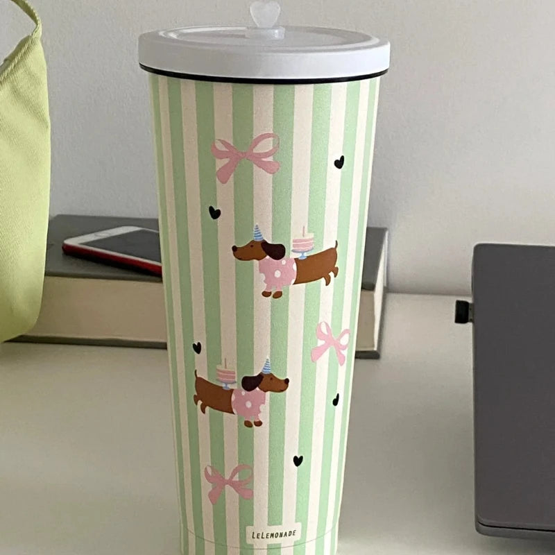 YOUMIKA  -  Thermal Cup Large Capacity Straw Milk Tea Cup Women's New Summer Insulated Coffee Cup