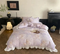 YOUMIKA  -  Elegant fairyfair purple flower bedding set double,full queen king romantic sweet home textile bed sheet pillow case duvet cover