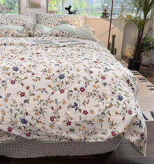 YOUMIKA  -  Fresh fashion pastoral flower green red bedding set,twin full queen king cotton home textile bed sheet pillow case quilt cover