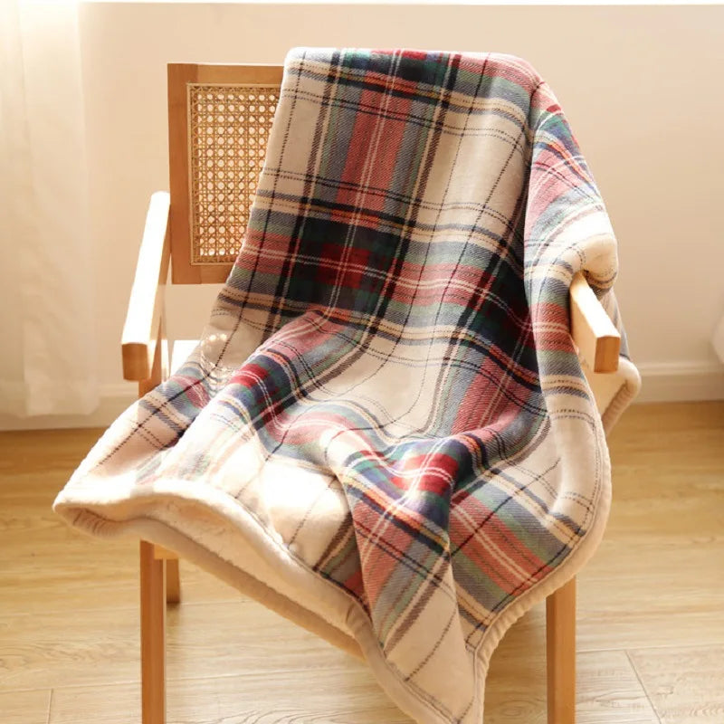 YOUMIKA  -  Sherpa Throw Blanket Soft Plush Reversible Bohemian Flannel Blankets Boho Stripe Bed Blanket for Sofa & Couch Home Decors TJ7228