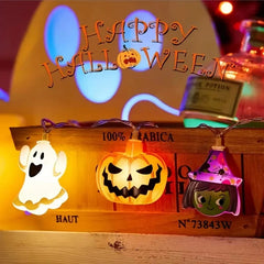 YOUMIKA  -  Halloween LED String Lights Pumpkin Ghost Spider Web Hanging Lamp Halloween Party Home Indoor Outdoor Decoration Battery Powered