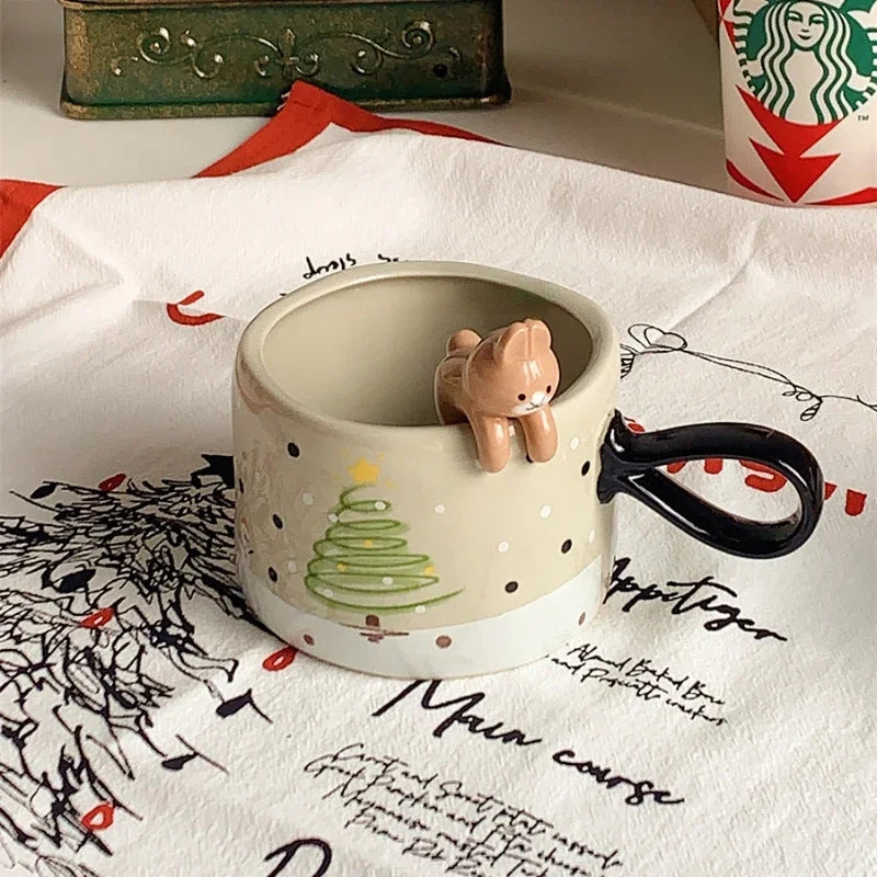 YOUMIKA  -  Simple Christmas Tree Mug Christmas Coffee Cup Ceramic Cup Christmas Gift  Mugs Coffee Cups