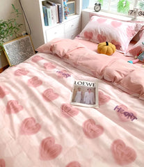 YOUMIKA  -  Fashion modern sweet pink heart bedding set,full queen king warm kawaii cotton home textile bed sheet pillow case quilt cover