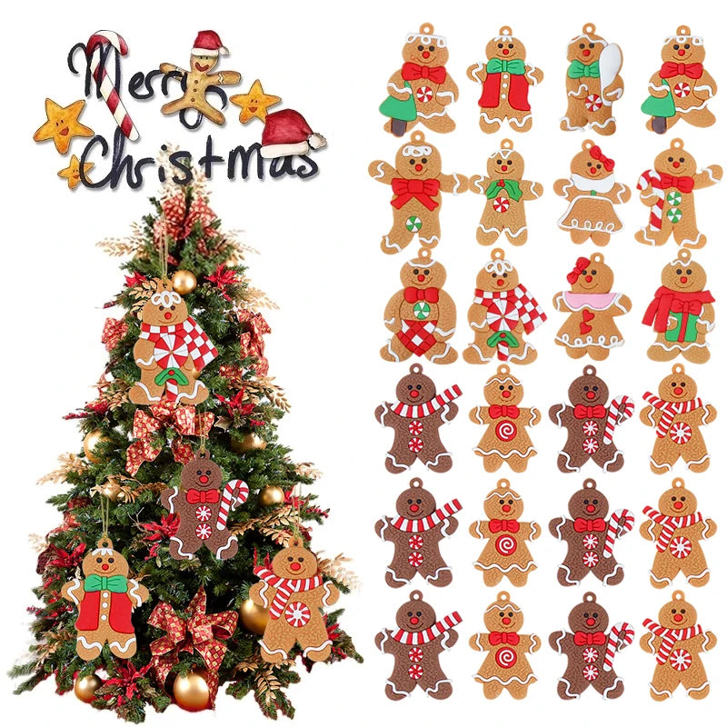 YOUMIKA  -  Christmas Gingerbread Man Ornaments Xmas Tree Hanging Charms Pendant Christmas Decorations for Home New Year Gift Navidad 2024