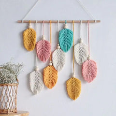 YOUMIKA  -  Macrame Wall Hanging Decor, Boho Woven Tapestry, Bohemian Colorful Leaf Macrame, Macrame Macrame Tassel Art, Bedroom Home