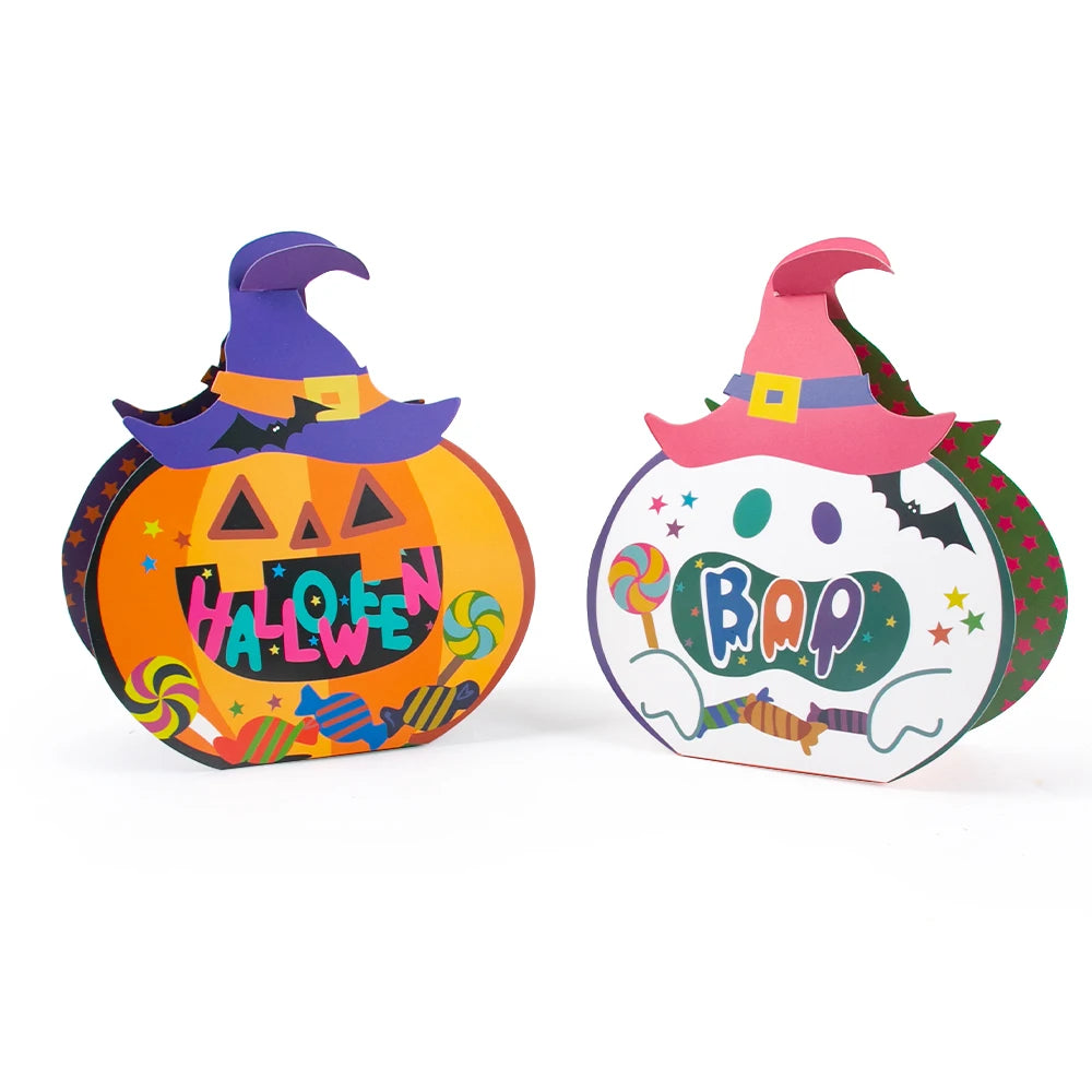 YOUMIKA  -  6/12pcs Halloween Funny Pumpkin Shaped Gift Boxes Candy Cookies Box for Halloween Party Trick Or Treat Candy Packaging Supplies