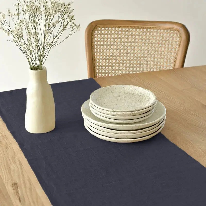 YOUMIKA  -  Linen Table Runner Light Natural 100% Pure Linen Table Runners for Spring Easter Handcrafted from European Flax Machine Washable