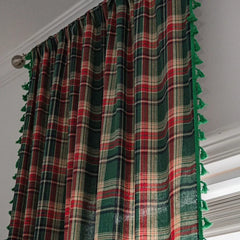 YOUMIKA  -  Curtains for Living Room Green Plaid Yarn-dyed American Finished Kitchen Bay Window Curtain Semi Blackout Cortinas Para La Sala