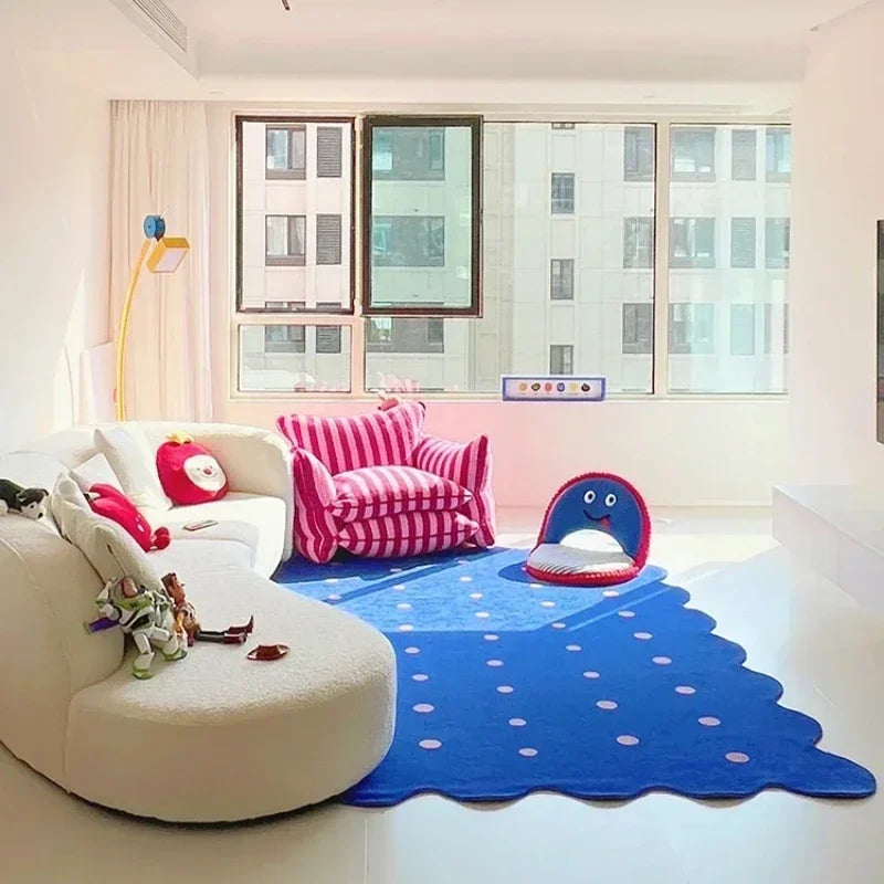 YOUMIKA  -  Klein Blue Irregular Decorative Living Room Carpet Simple Bedroom Soft Rug IG Cloakroom Leisure Area Plush Mats Ковер Tapis