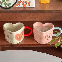 YOUMIKA  -  Korean Girl's Beloved Ceramic Mug with High Aesthetic Value Milk Coffee Breakfast Cup Girl's Gift