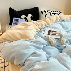 YOUMIKA  -  3/4pcs Winter Milk Velvet Thickened Duvet Cover with Anti-static Coral Velvet Household Bed Sheets 1.2/1.5/1.8/2M