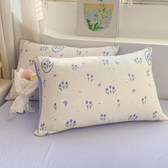 YOUMIKA  -  Romantic Tulip Purple Bedding Set Bed Flat Sheet Pillowcase Twin Full Queen Princess Bed Linen Kids Girls Floral Duvet Cover