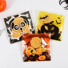 YOUMIKA  -  100Pcs Halloween Candy Bags Pumpkin Ghost Plastic Gift Cookie Packaging Bags Halloween Party Decor Supplies Kids Trick or Treat