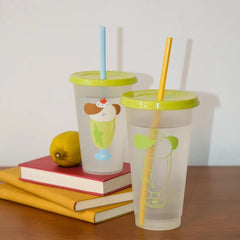 YOUMIKA  -  Summer Plastic 700ml Cup Straw Cup Coffee Milk Tea Water Cup Portable and Recyclable Water Bottle