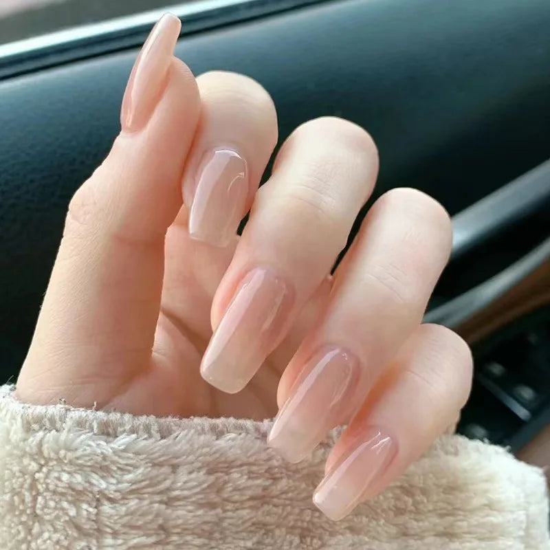 YOUMIKA  -  24Pcs Sweet Nude Pink False Nails Short Finished Fake Nails Full Cover Nail Tips Wearable Simple Press on Nails Wholesale